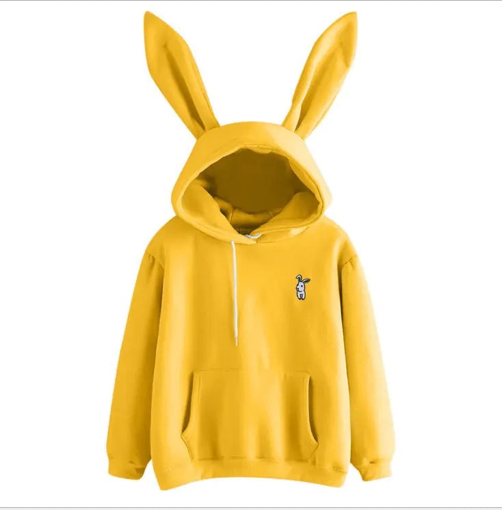 Casual Hooded Loose Fleece Rabbit Sweater for Women