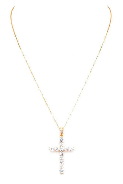 CZ Cross Pendant Necklace