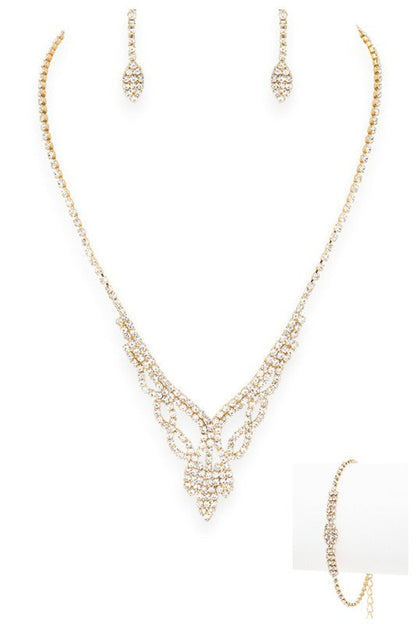 3 IN 1 Rhinestone Bridal Neccklace Set