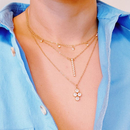 Bezel Crystals Layered Chain Necklace