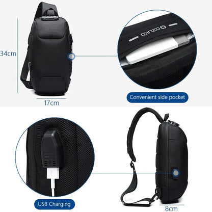 Anti-Theft Waterproof USB Shoulder Chest Bag