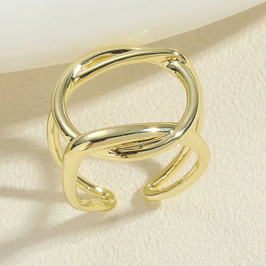 Metal Textured Oval Ring for Women