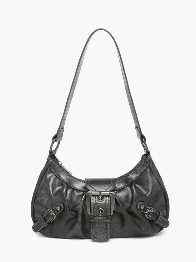Vintage Two-Tone PU Leather Shoulder Bag