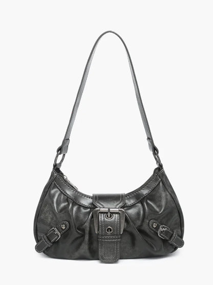 Vintage Two-Tone PU Leather Shoulder Bag