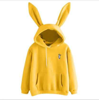 Casual Hooded Loose Fleece Rabbit Sweater for Women