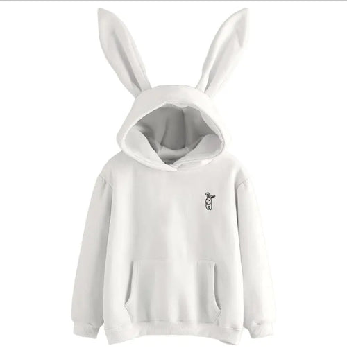 Casual Hooded Loose Fleece Rabbit Sweater for Women