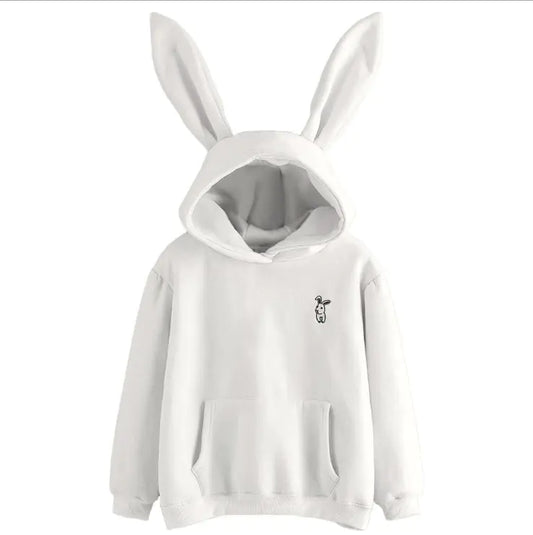 Casual Hooded Loose Fleece Rabbit Sweater for Women