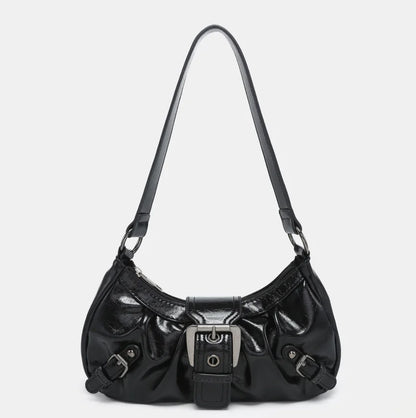 Vintage Two-Tone PU Leather Shoulder Bag