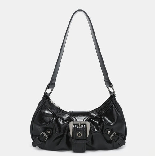 Vintage Two-Tone PU Leather Shoulder Bag
