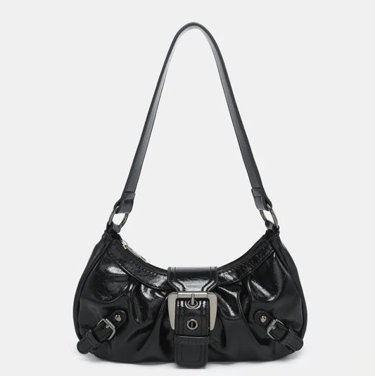 Vintage Two-Tone PU Leather Shoulder Bag