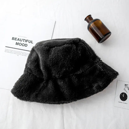 Thickened Rabbit Fur Leopard Print Hat for Women