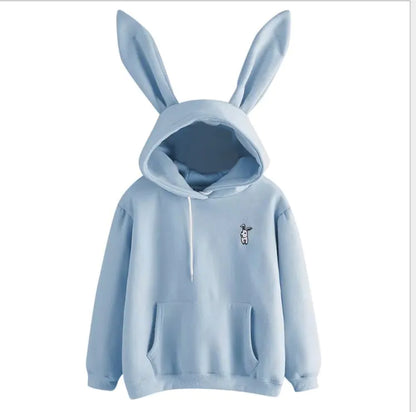 Casual Hooded Loose Fleece Rabbit Sweater for Women