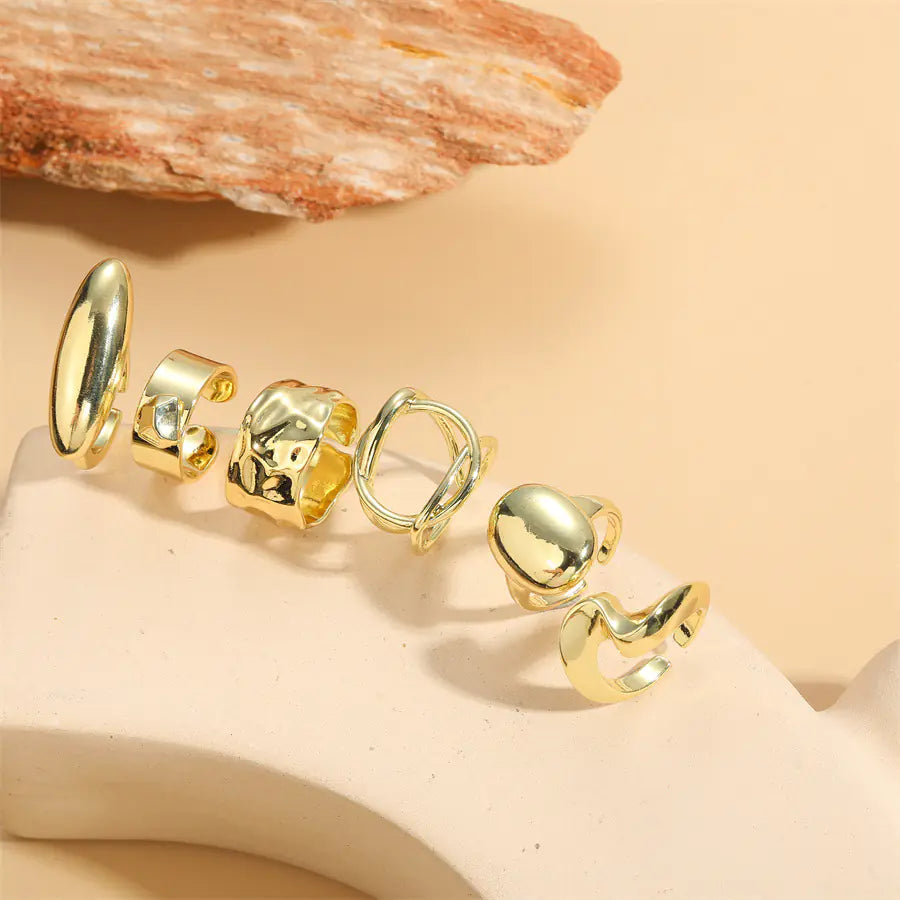 Metal Textured Oval Ring for Women