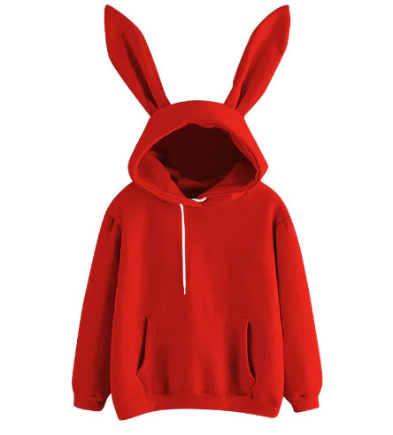 Casual Hooded Loose Fleece Rabbit Sweater for Women
