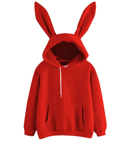 Casual Hooded Loose Fleece Rabbit Sweater for Women