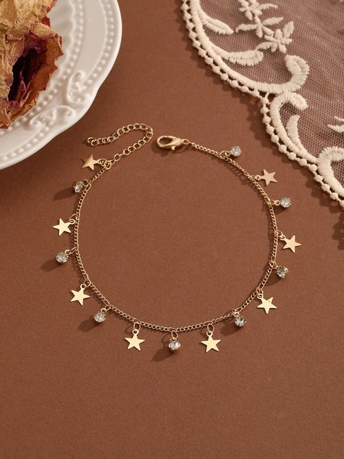 QIAMNI Summer Bohemia Crystal Cubic Zirconia Anklet For Women Girls