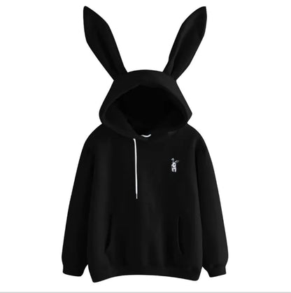Casual Hooded Loose Fleece Rabbit Sweater for Women