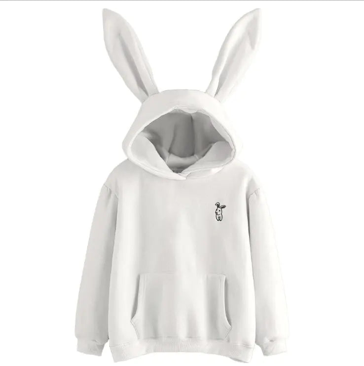 Casual Hooded Loose Fleece Rabbit Sweater for Women