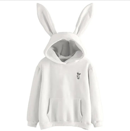 Casual Hooded Loose Fleece Rabbit Sweater for Women