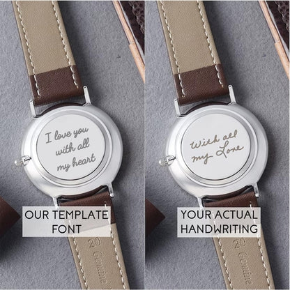 Handwriting Gifts for Groom, Engraved Watch for Men