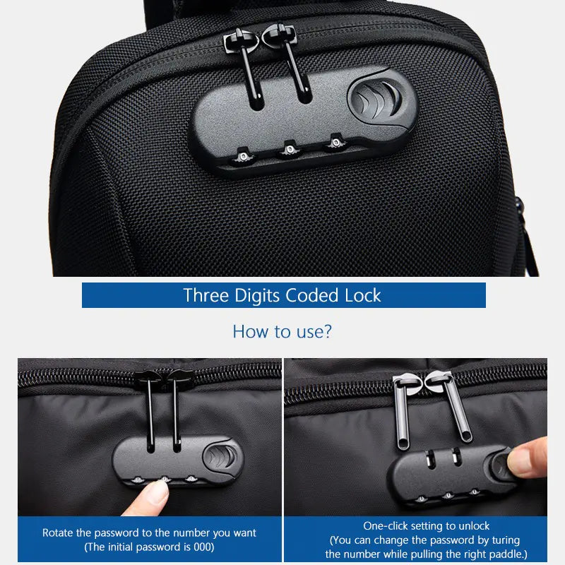 Anti-Theft Waterproof USB Shoulder Chest Bag