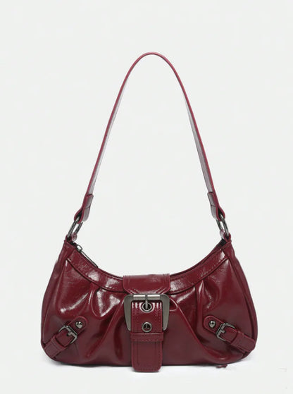 Vintage Two-Tone PU Leather Shoulder Bag