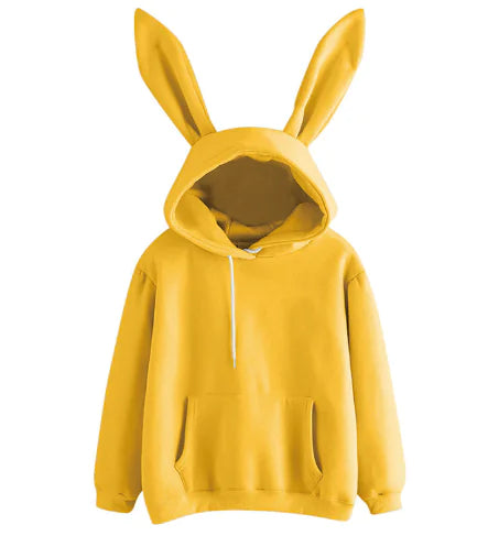 Casual Hooded Loose Fleece Rabbit Sweater for Women