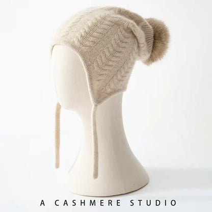 Thick Cashmere Knitted Hat for Autumn and Winter