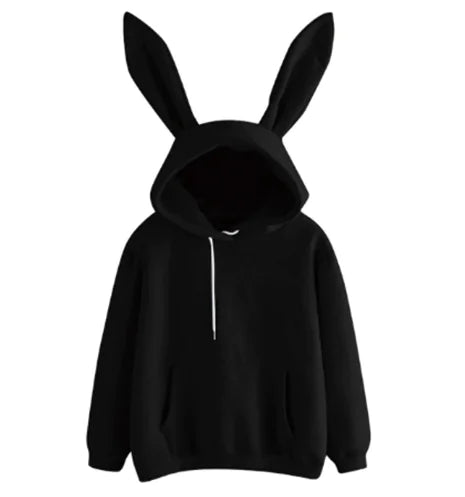 Casual Hooded Loose Fleece Rabbit Sweater for Women