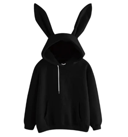 Casual Hooded Loose Fleece Rabbit Sweater for Women