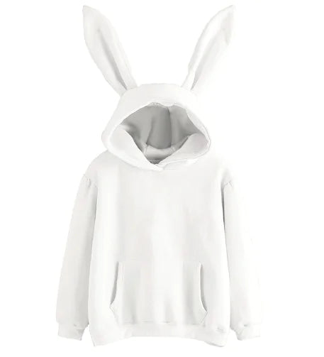 Casual Hooded Loose Fleece Rabbit Sweater for Women