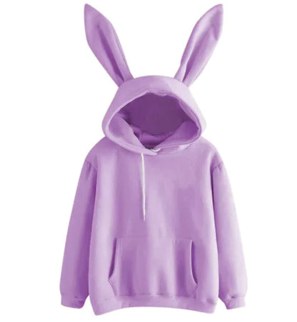 Casual Hooded Loose Fleece Rabbit Sweater for Women
