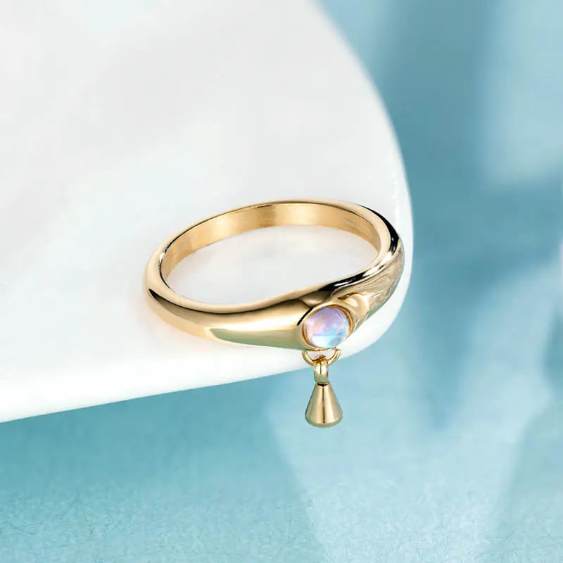 Three-Dimensional Minimalist Pearl Titanium Steel Ring